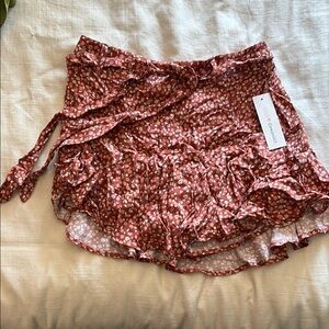 Floral Print Ruffle Wrap Mini Skort